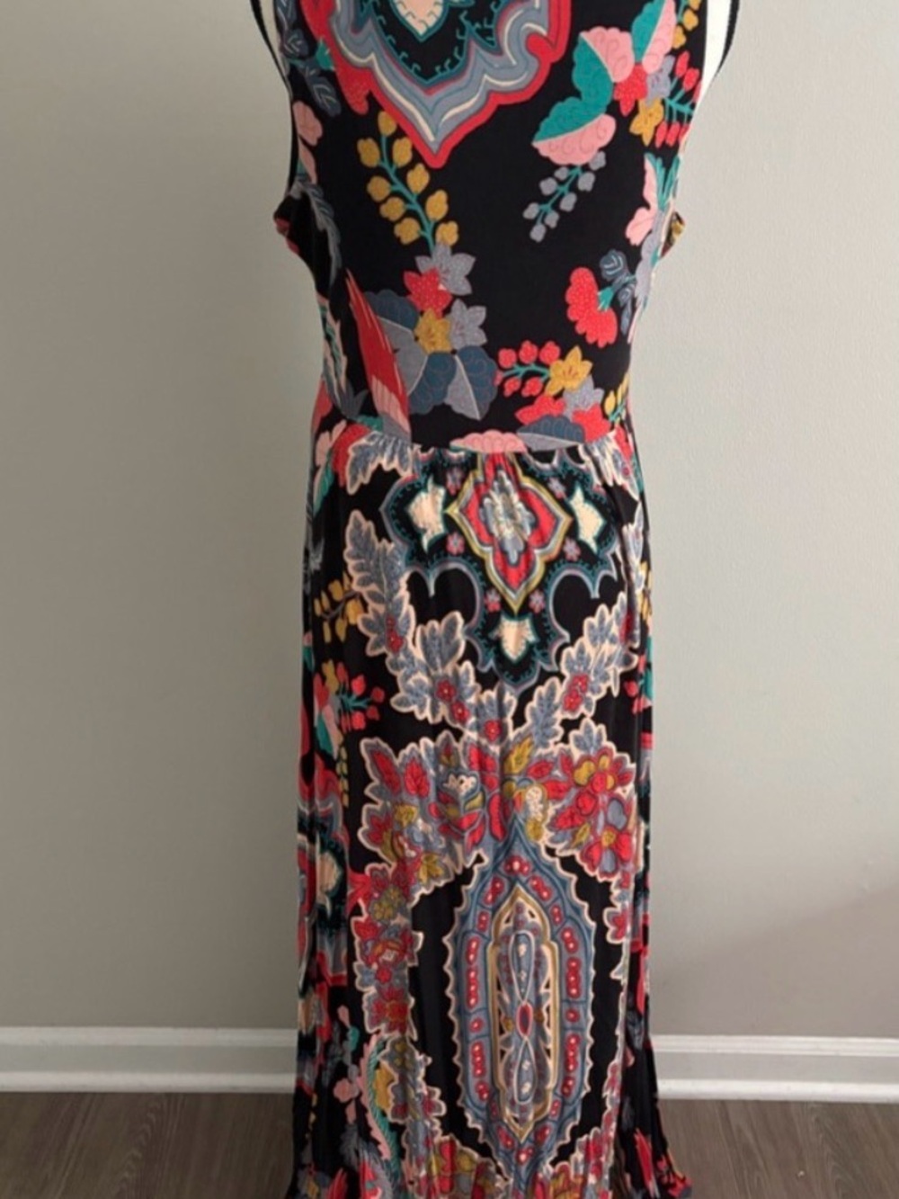 Anthropologie MAEVE "Camilla" Maxi Dress in Black Floral, sz LARGE - Picture 3 of 6